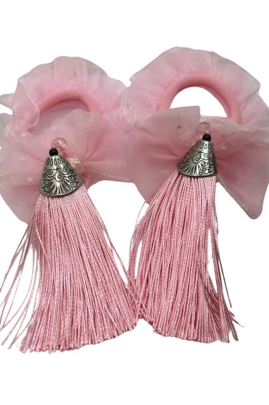 Scrunchie Girl Baby Tassel Hair Rope Children Headband Accessory (Pink)