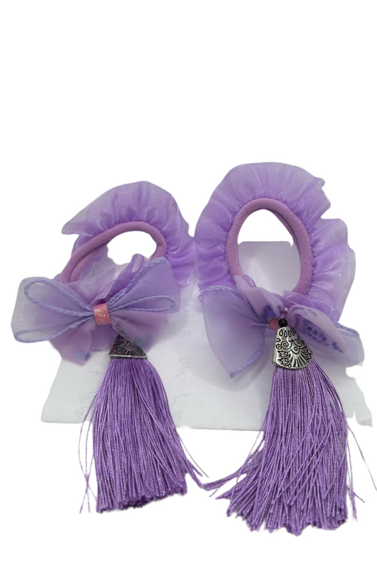 Scrunchie Girl Baby Tassel Hair Rope Children Headband Accessory (Purple)